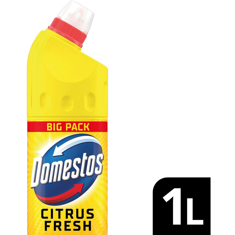 Domestos Citrus Fresh Thick Bleach Powerful Toilet and Bathroom Cleaner 1L 12 Pack Image 4