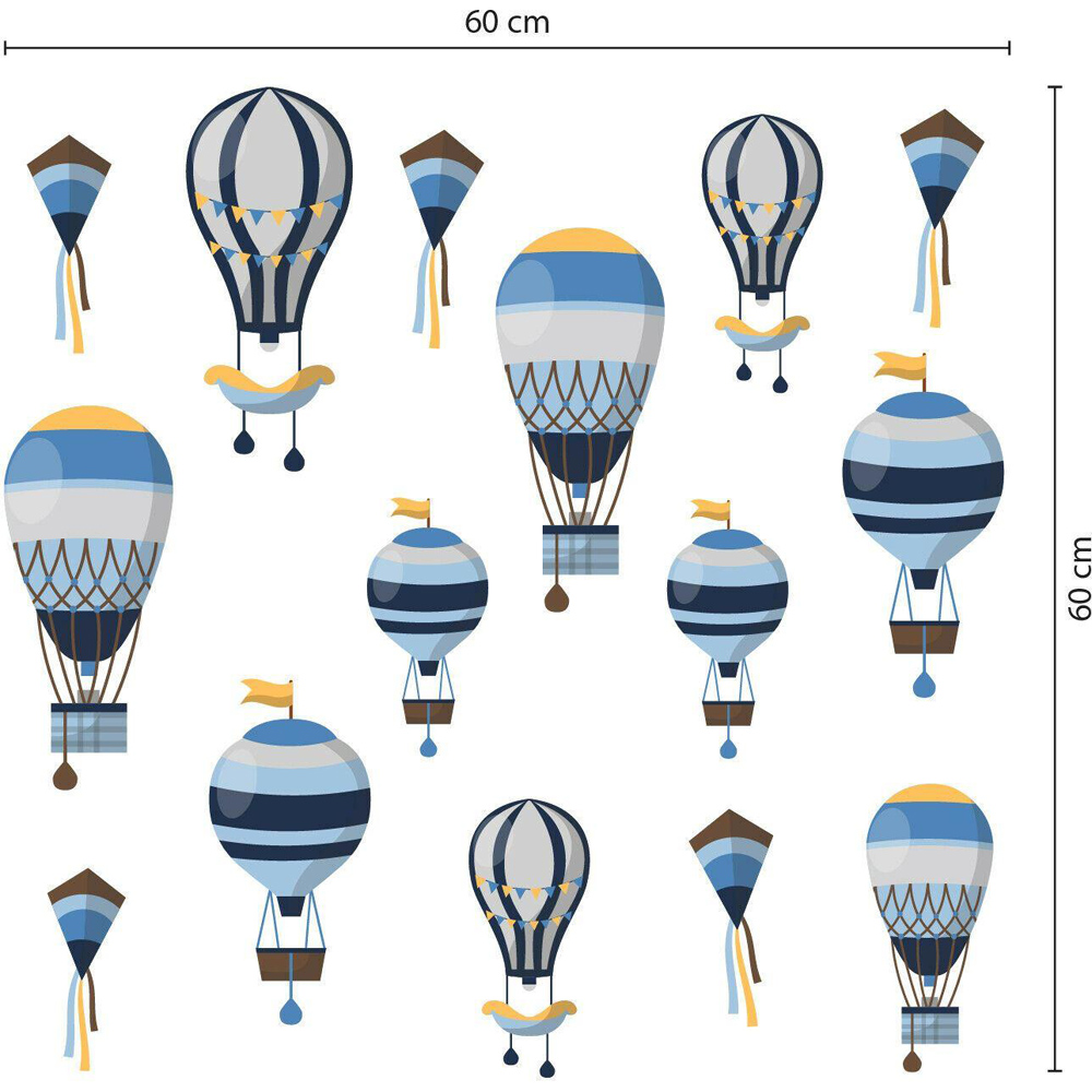 Walplus Kids Hot Air Balloons Self Adhesive Wall Stickers Image 6