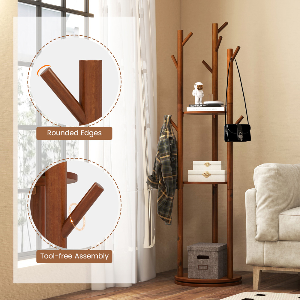 Costway Freestanding Wooden Coat Tree Image 7