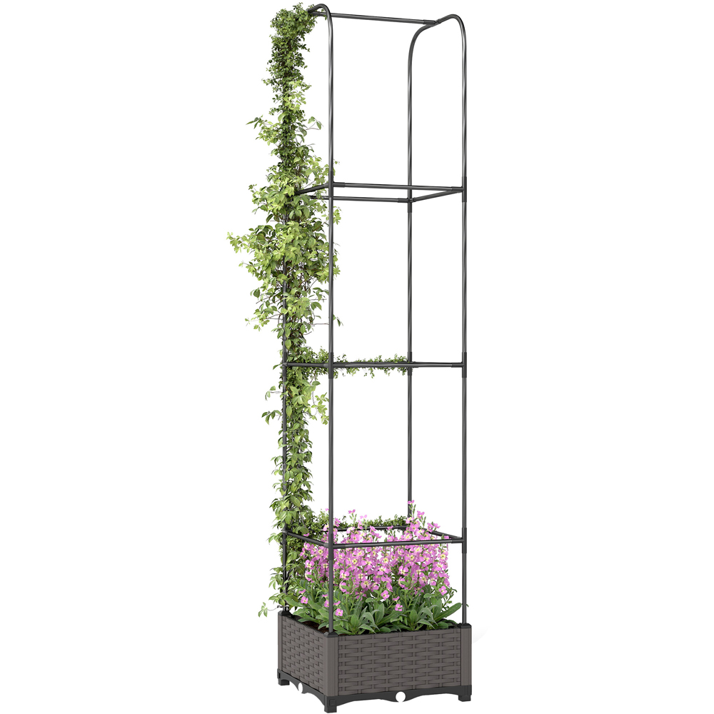 Outsunny Black Raised Garden Bed with Trellis and Drainage Holes 179 x 40 x 40 Image 1
