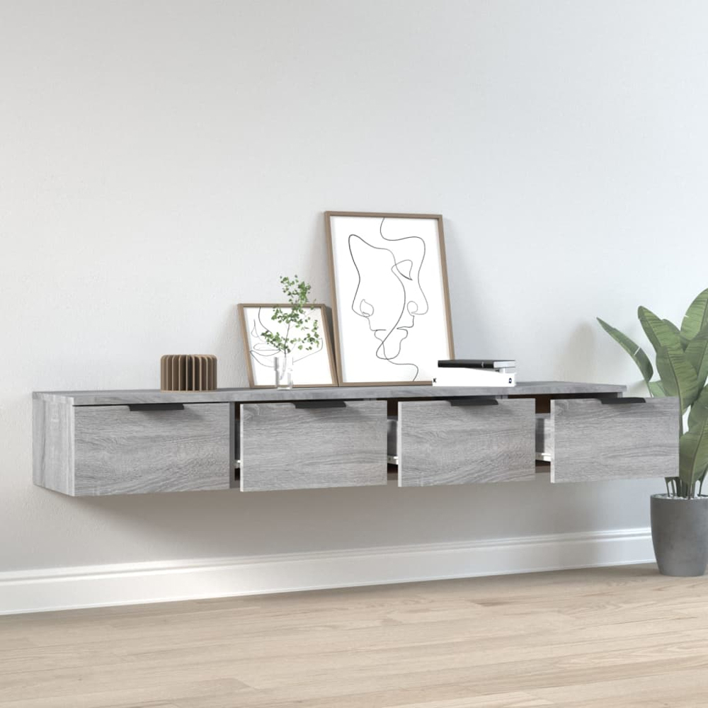 vidaXL 2 Drawer Grey Sonoma Oak Wall Cabinet 2 Pack Image 1