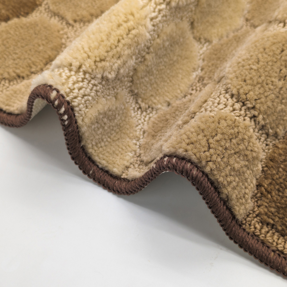 Velosso Hex Stripe Latte Bath Mat Set Image 4