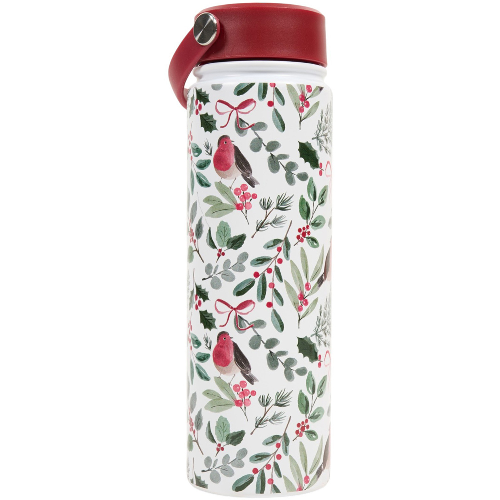 Festive Robin Stainless Steel Bottle with Lid Image 7