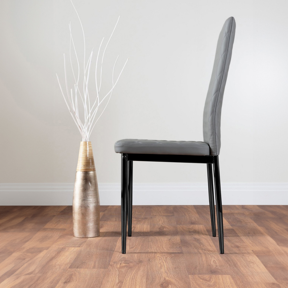 Furniturebox Arona Valera 6 Seater Round Dining Set Black and Grey Image 4