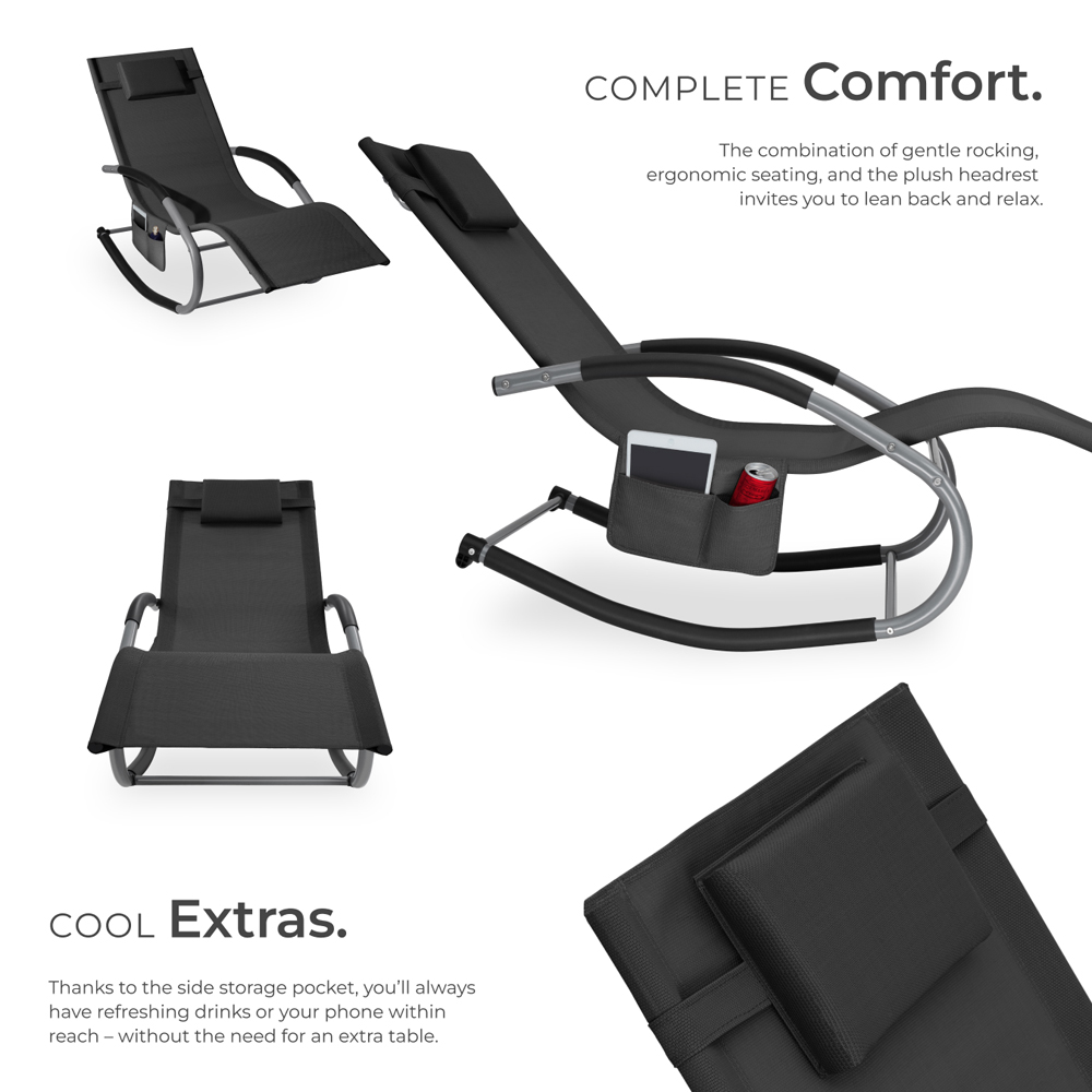 tectake Taya Black Rocking Sun Lounger Image 3
