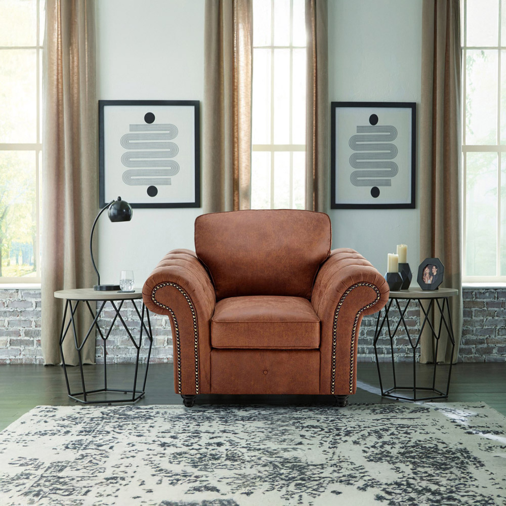 Portland Oakana Luxury Brown Leather Armchair Image 3