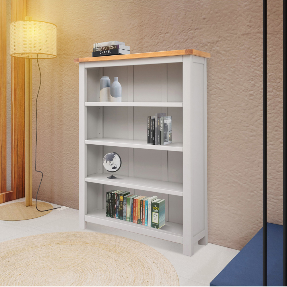 Argenta 4 Shelf Light Grey Wide Bookcase Image 8