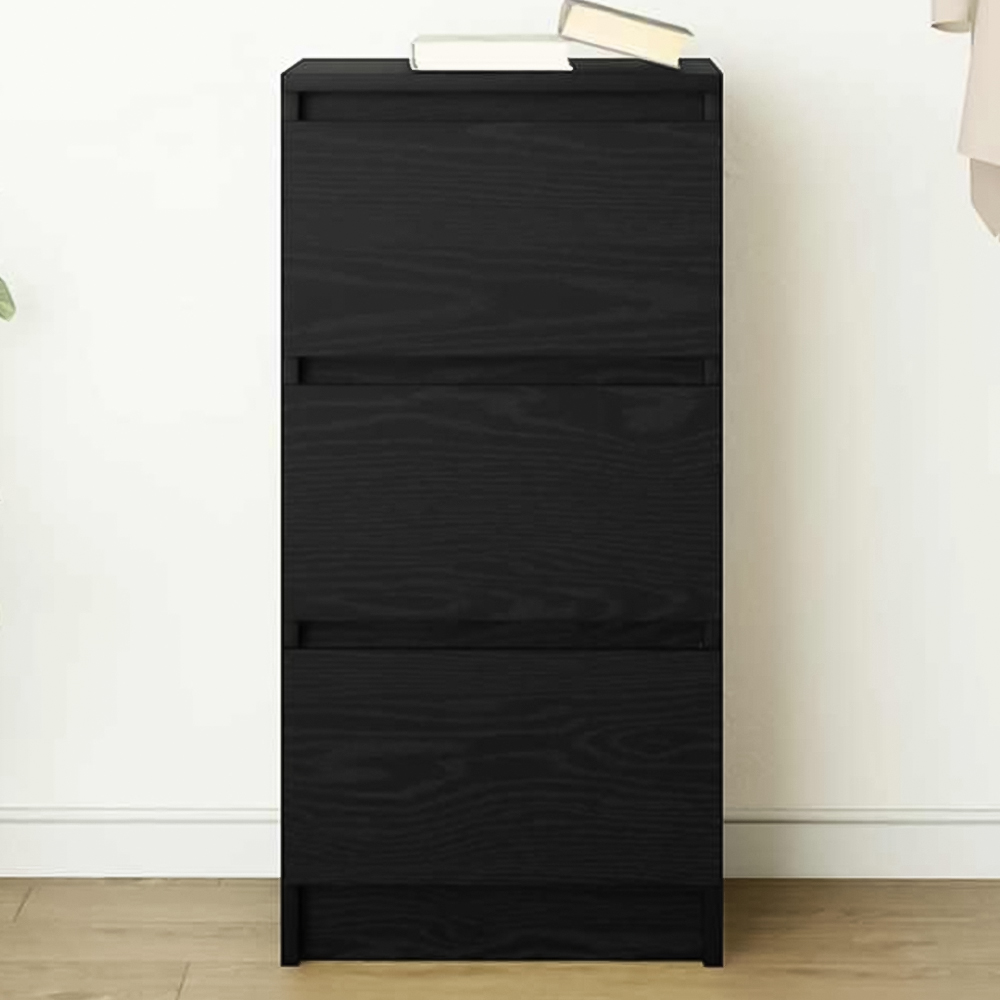 vidaXL 3 Drawer Black Oak Sideboard Image 1