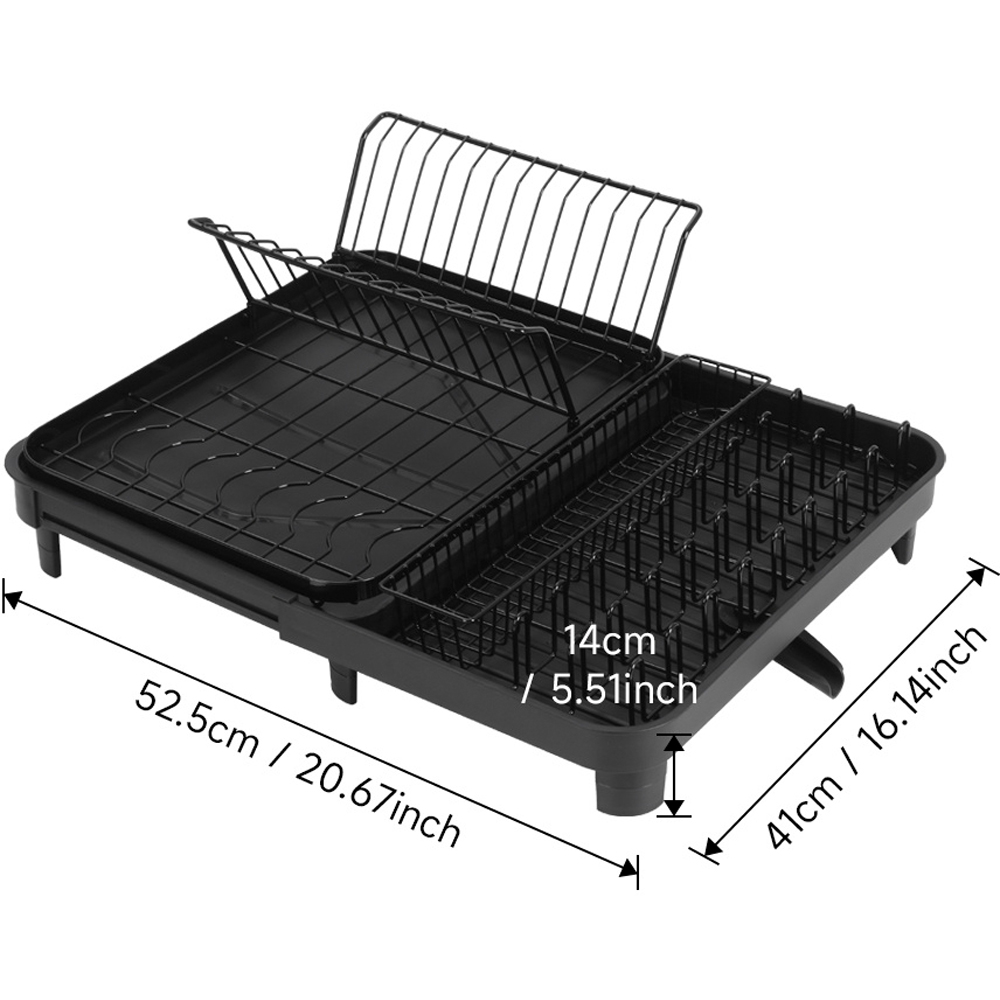 Living and Home Black Dish Drainer with Drying Tray Image 8