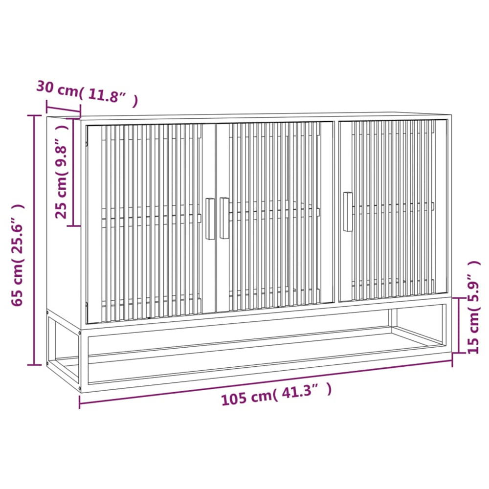 vidaXL 3 Door Brown Sideboard Image 8