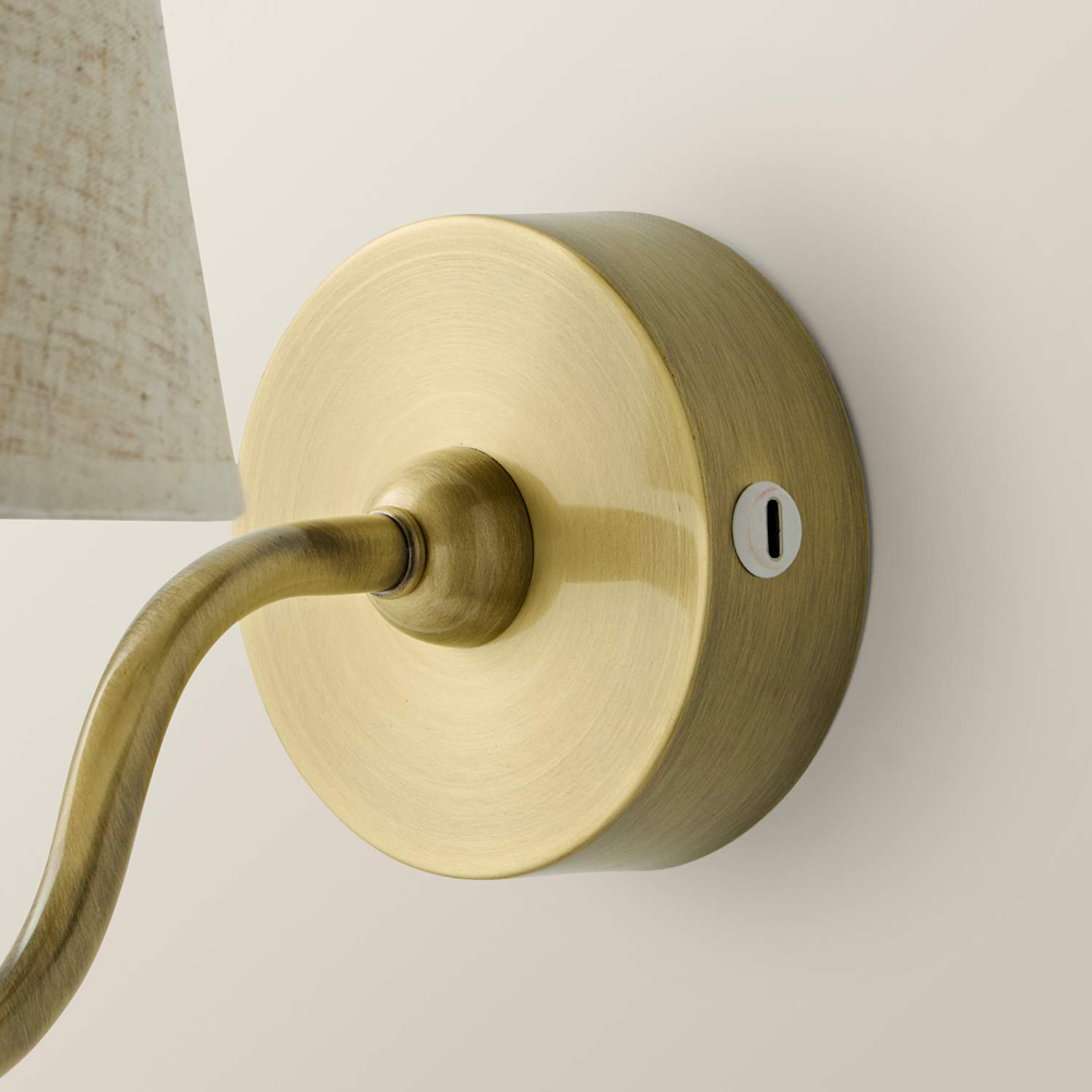 ValueLights Lowe Linen Taper Shade Portable Gold Rechargeable Wall Light with Bulb Image 5