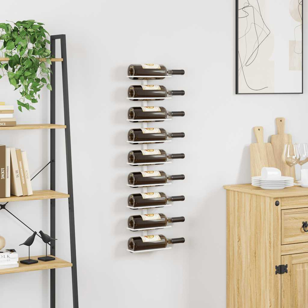 vidaXL 9 Bottle White Wall Mounted Wine Rack Image 2