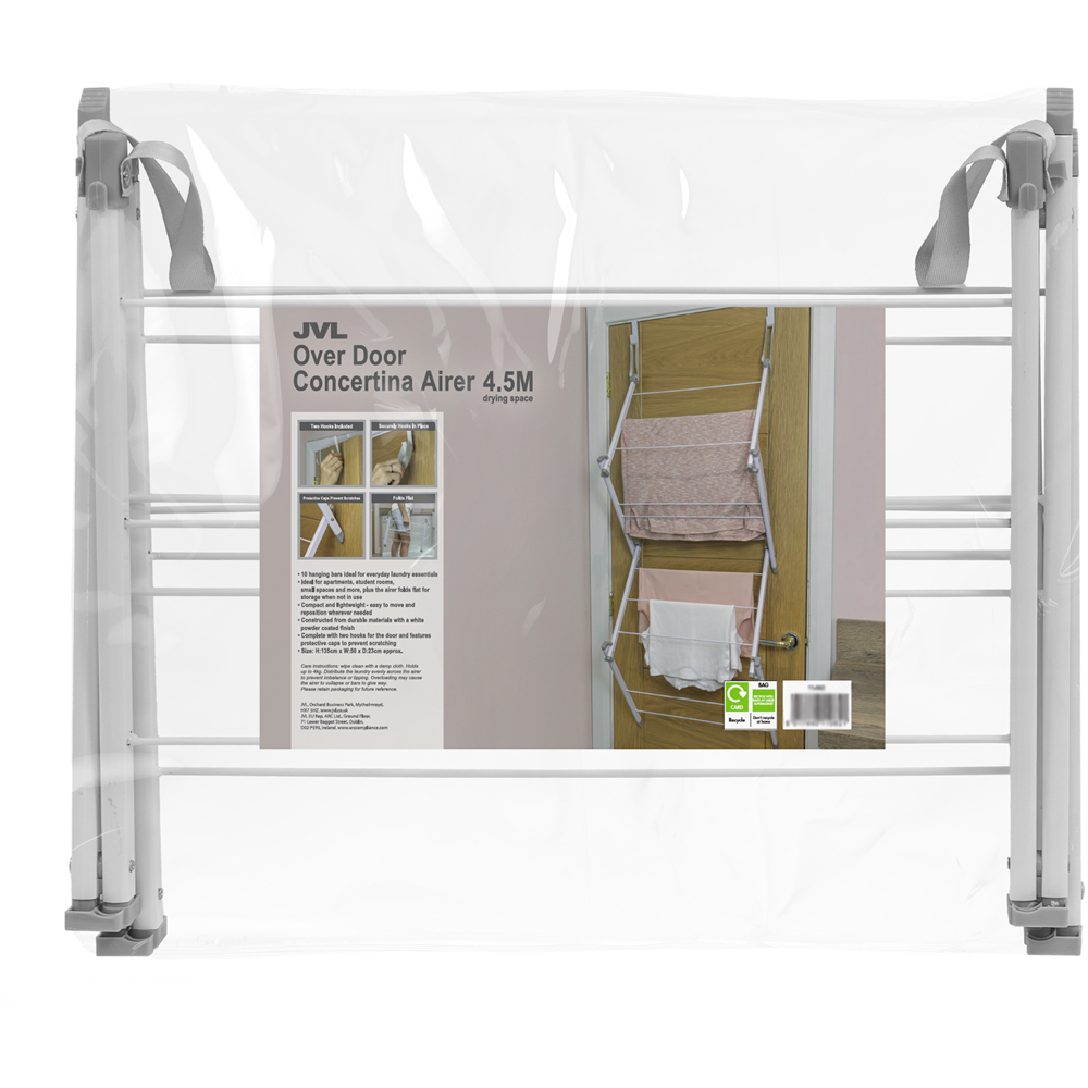 JVL White Over Door Concertina Airer with Hooks 4.5m Image 3