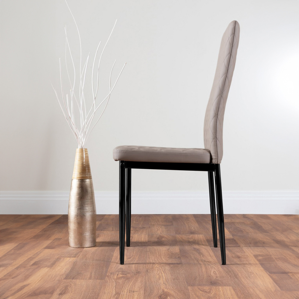 Furniturebox Arona Valera Marble Effect 4 Seater Round Dining Set White Black and Cappuccino Image 4