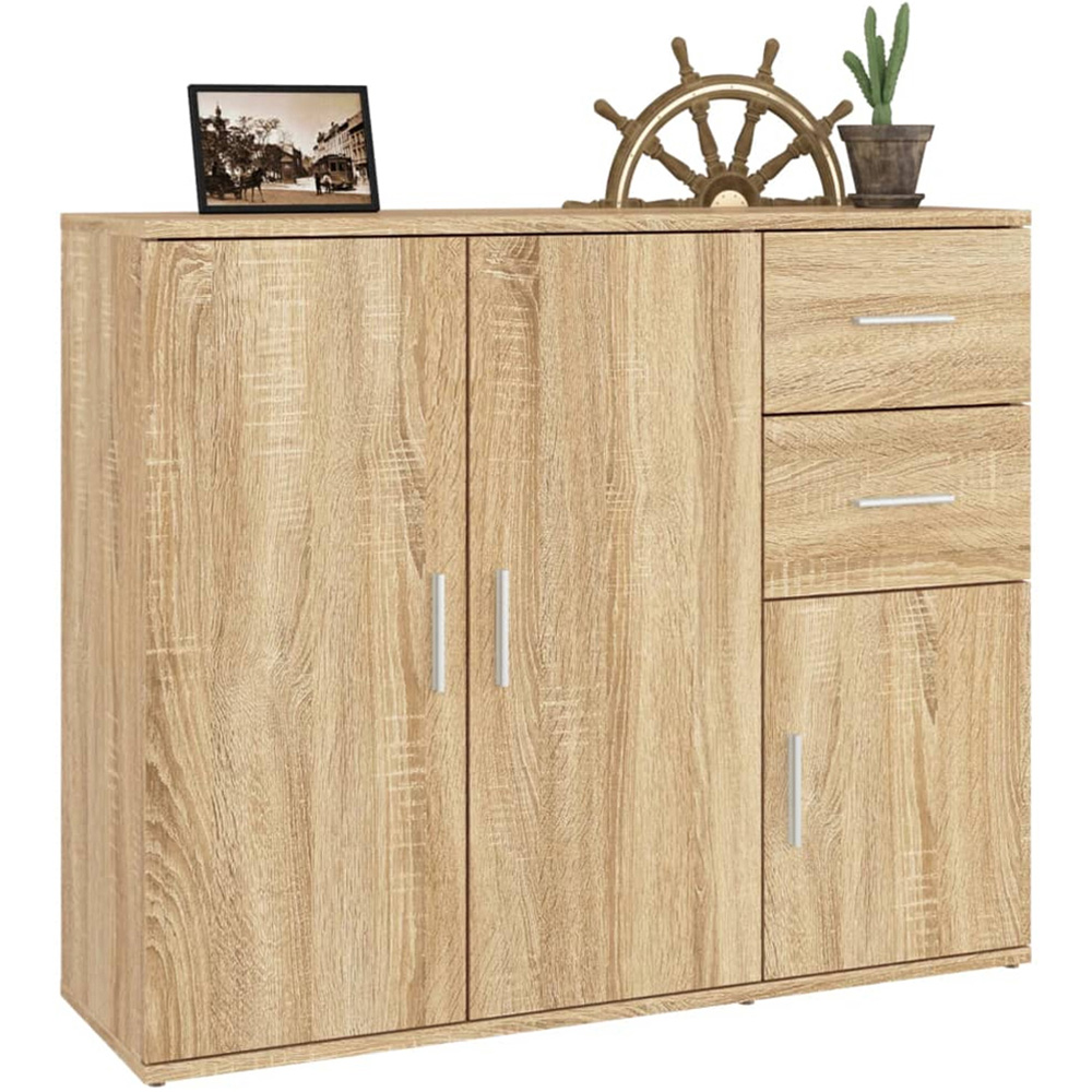 vidaXL 3 Door 2 Drawer Sonoma Oak Sideboard Image 4