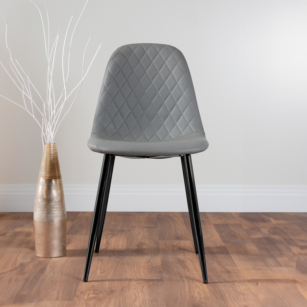 Furniturebox Elissa Solara Marble Effect 2 Seater Round Dining Set White Grey and Black Image 4