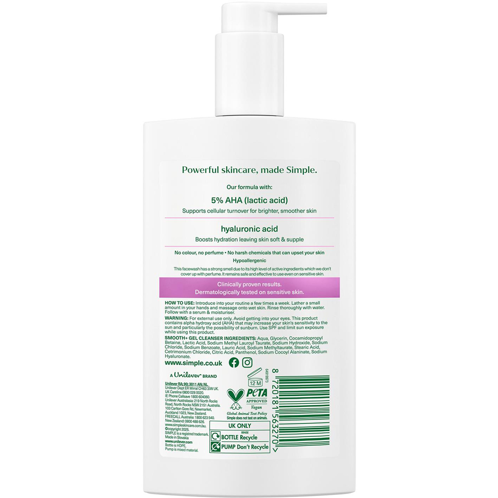 Simple Smooth+ Softening Daily Facial Cleanser Face Wash Gel 240ml 6 Pack Image 7