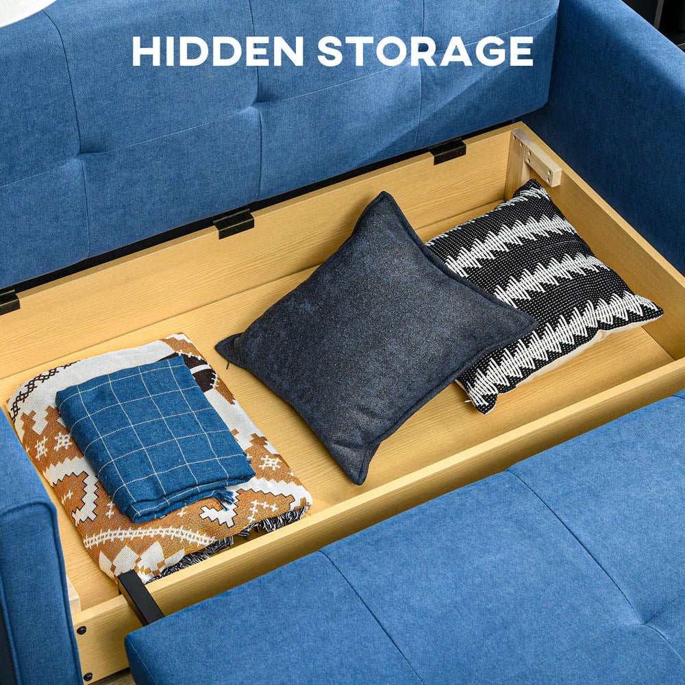 Portland Double Sleeper Dark Blue Convertible Sofa Bed Image 5