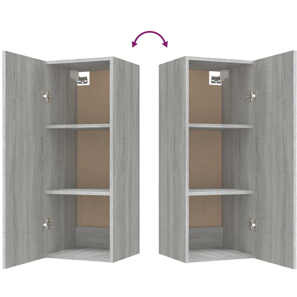 vidaXL Single Door Grey Sonoma Wall Cabinet with Gold Handle Image 7