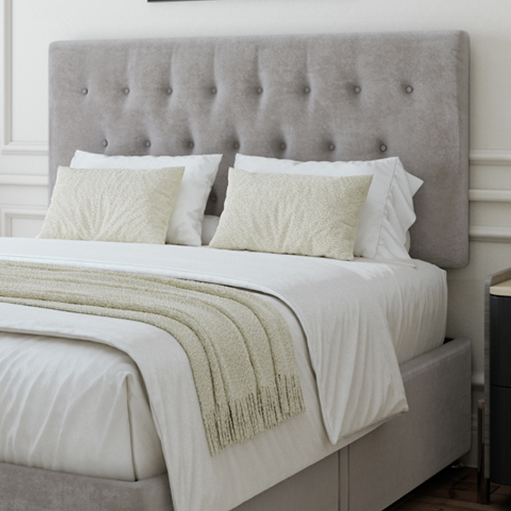 Bedmaster Super King Seal Grey Naples Linen 2 Drawer Divan Base with Lona Headboard Image 2