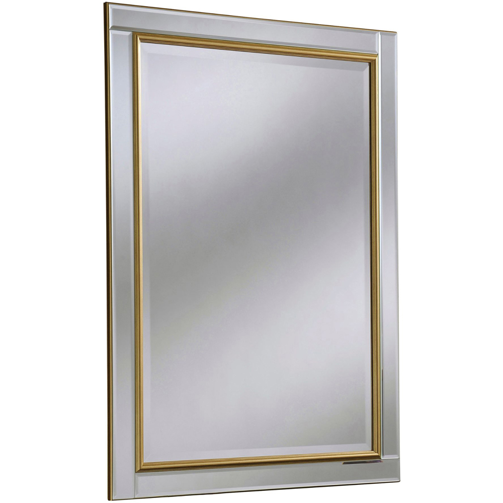 Yearn Timeless Gold Brass Bevelled Wall Mirror 91 x 65cm Image 1