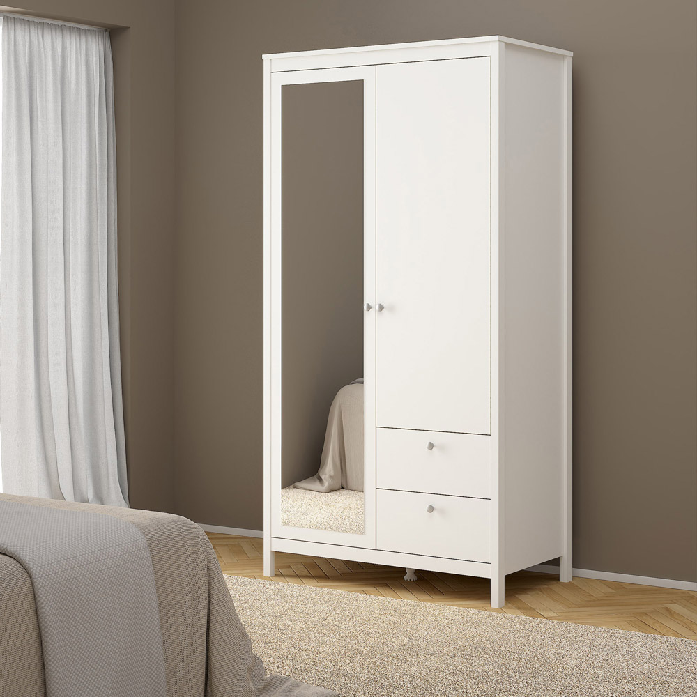 Florence Madrid 2 Door 2 Drawer White Mirrored Wardrobe Image 5