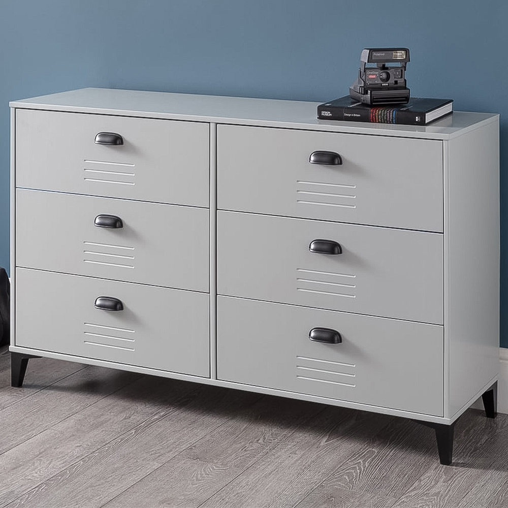 Julian Bowen Lakers 6 Drawer Locker Effect Wide Chest of Drawers Image 1