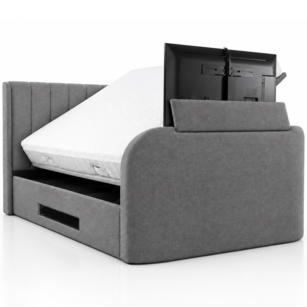 Webb Daniels Mayfair Double Grey Fabric Ottoman Media TV Bed with 2.1 Soundbar Image 3
