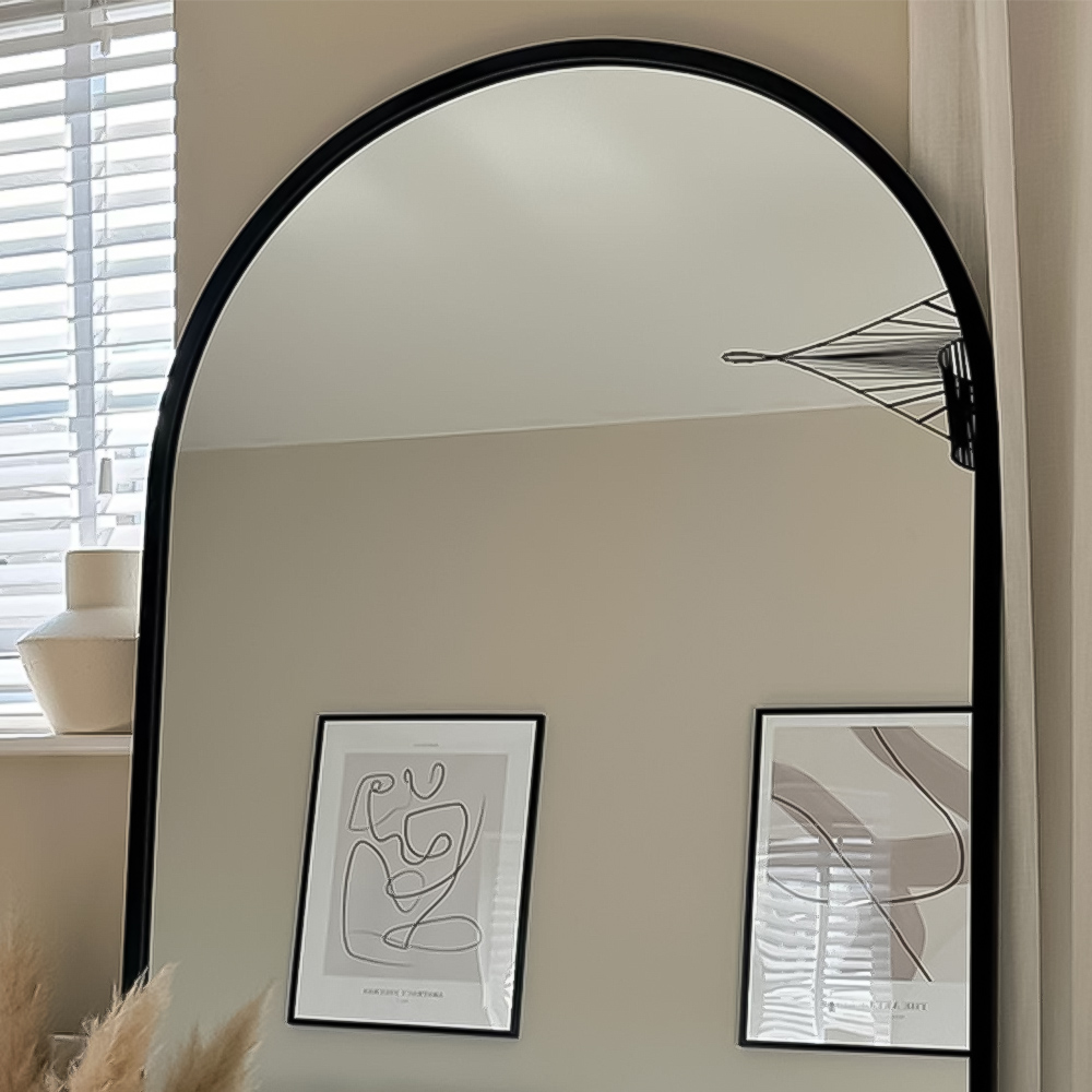 The Arcus Black Arched Leaner Wall Mirror 180 x 90cm Image 3