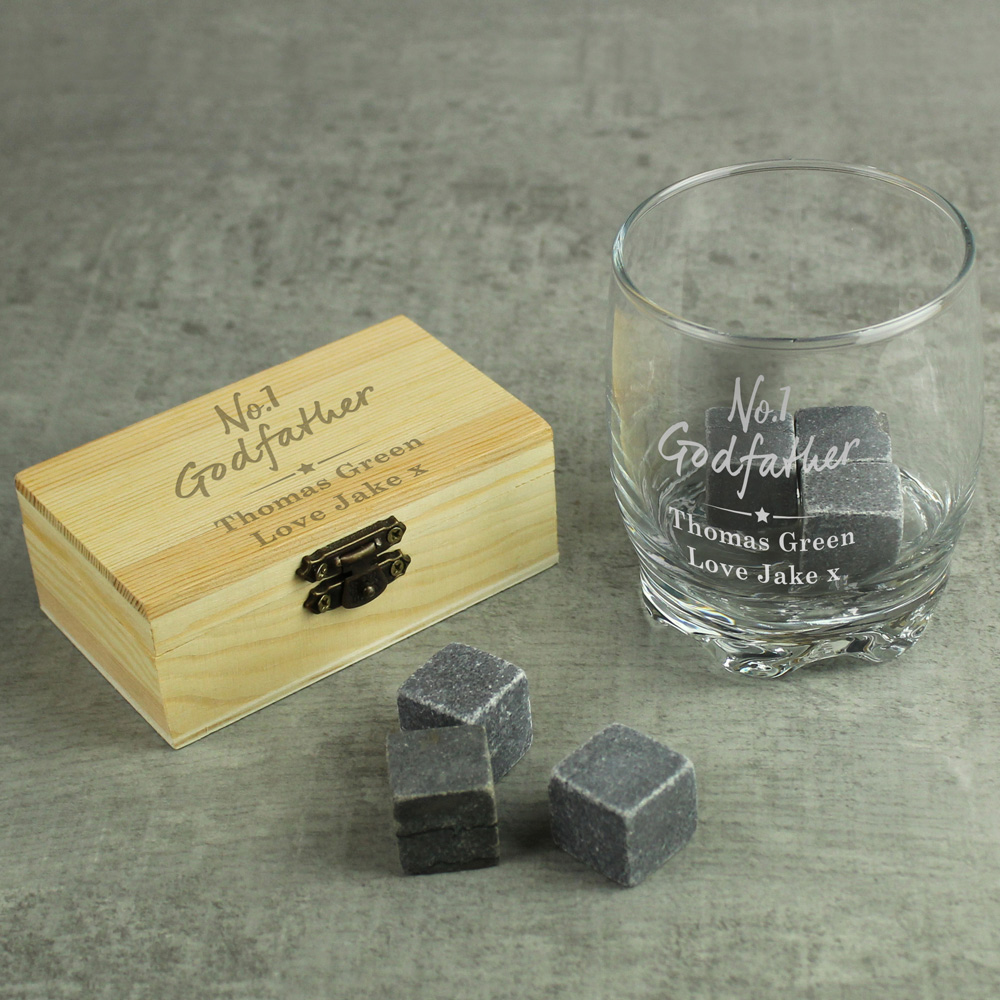 Personalised Memento Personalised No 1 Cooling Stones and Glass Set Image 3