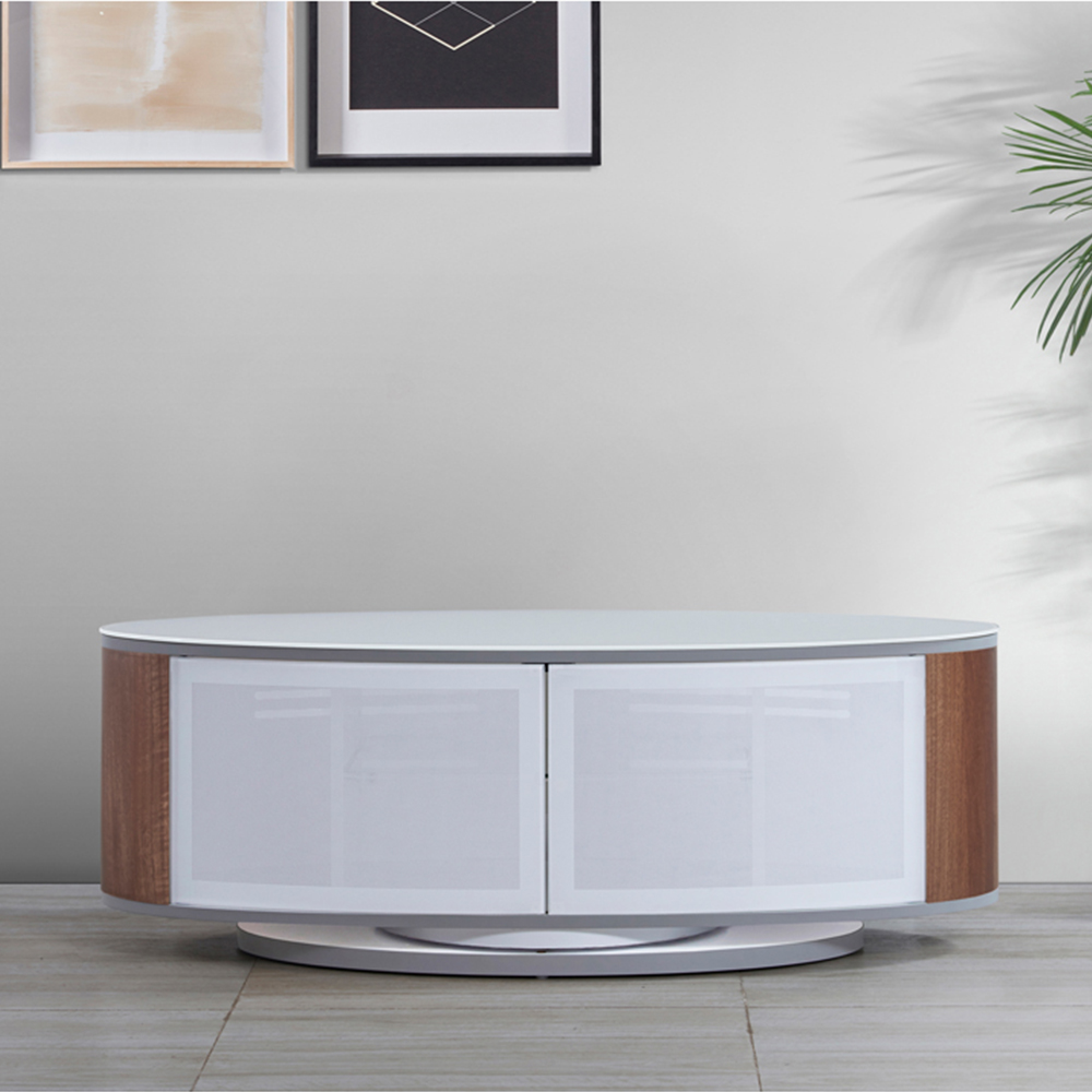 MDA Designs Luna 2 Door White and Walnut TV Cabinet Image 7