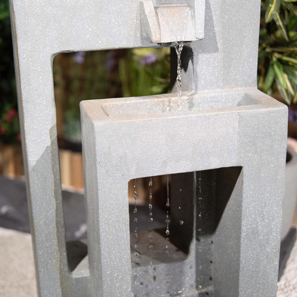 Serenity Mains Powered LED 2 Rectangle Cement Fountain Water Feature Image 3