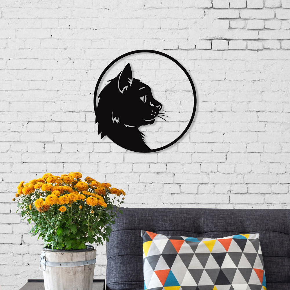 Decortie Black Minimalist Metal Modern Cat Wall Art Image 2