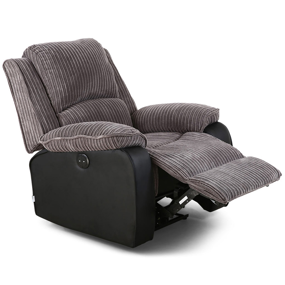 Furniture Online Postana Grey Jumbo Cord Manual Recliner Chair Image 3