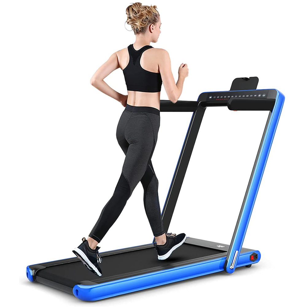 Costway 2 in 1 Blue Electric Folding Under Desk Treadmill with Bluetooth Image 1