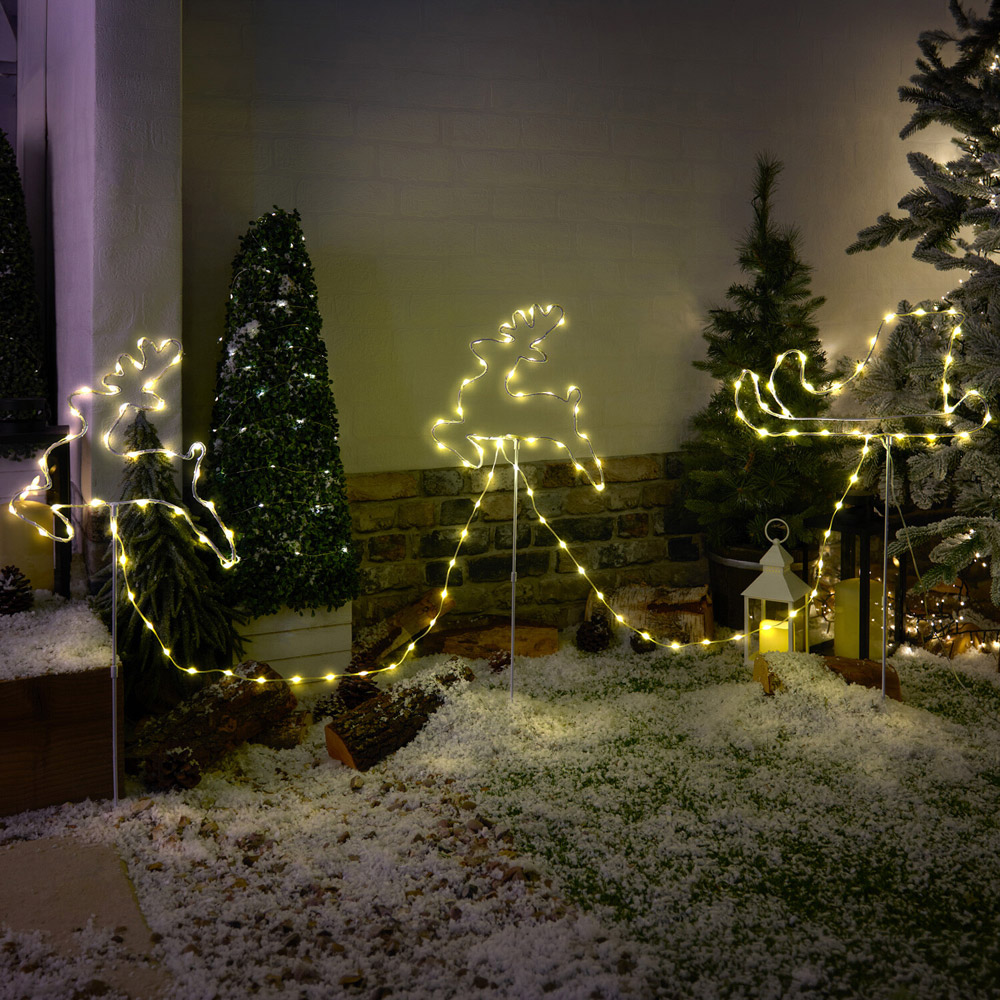 3 Piece Reindeer Sleigh Stake Lights Image 1