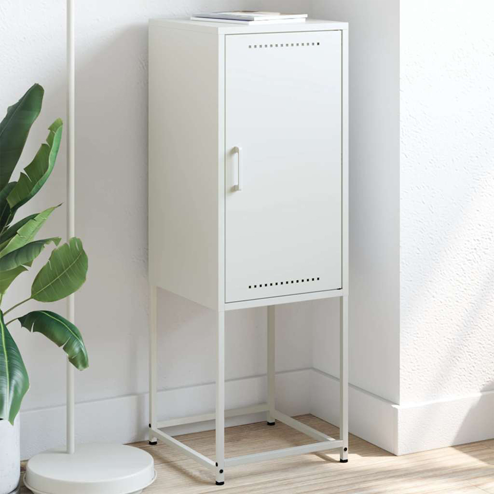 vidaXL Single Door White Steel Highboard Image 1