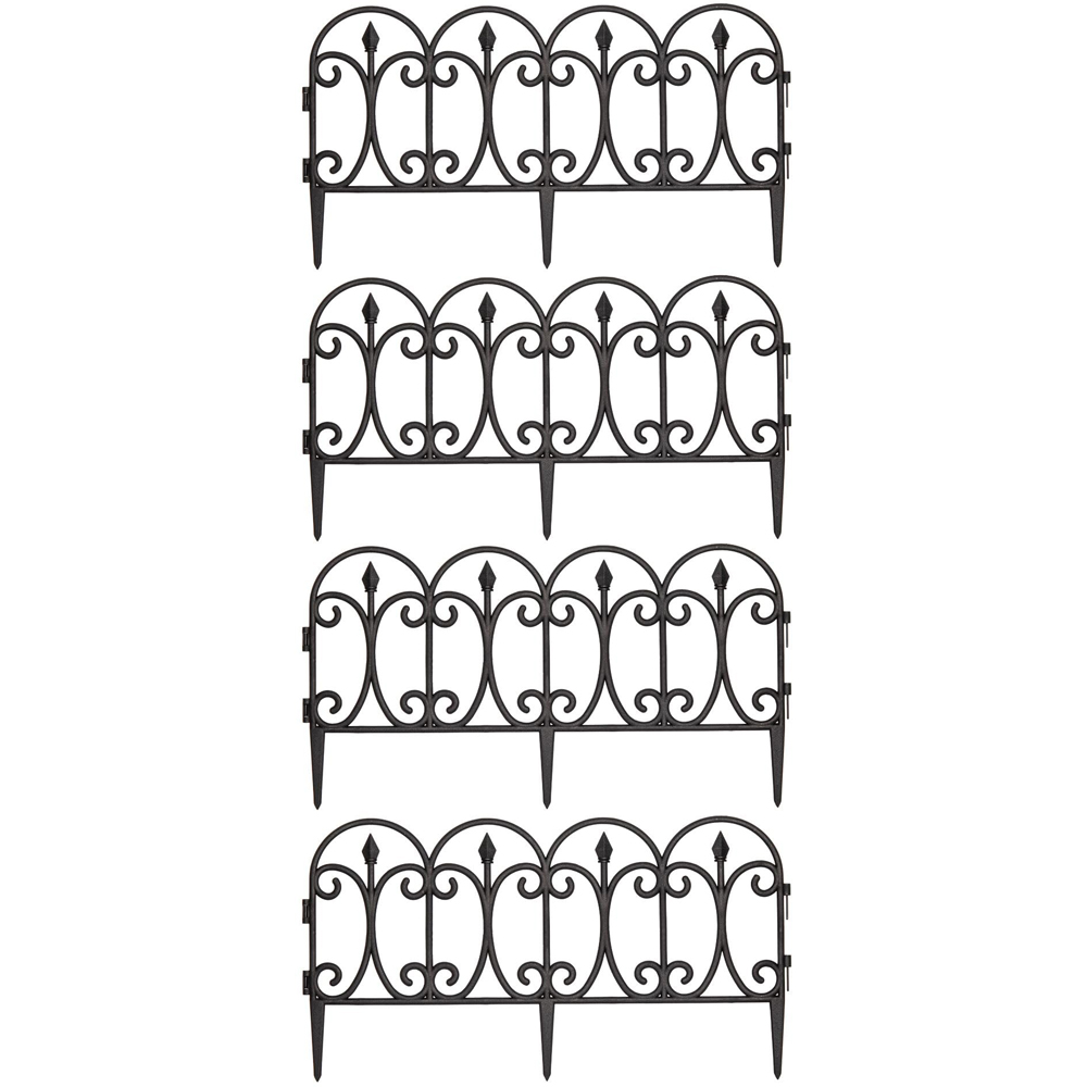Samuel Alexander 4 Pack Black Ornate Garden Decorative Border Fence Edging Image 6
