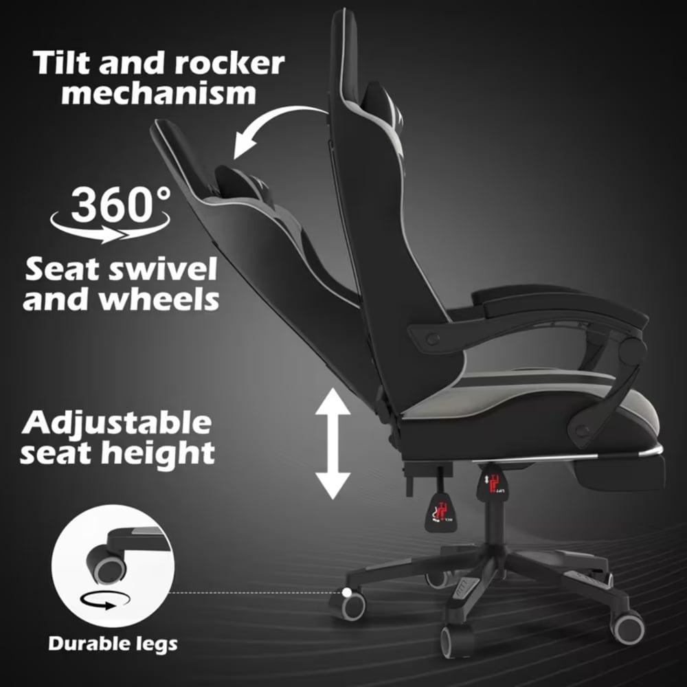 Alivio Grey Ergonomic Massage Gaming Chair Image 8