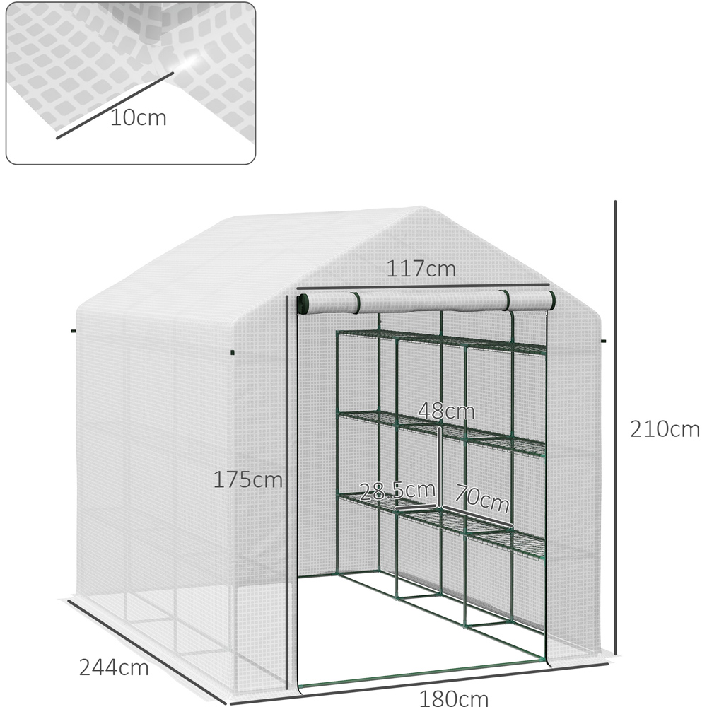 Outsunny White 12 Shelf PE Cover Polytunnel 5.9 x 8ft Greenhouse Image 7