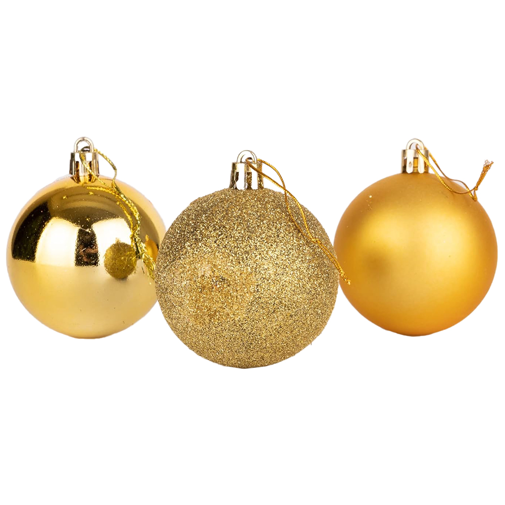 Shatchi 6cm Deep Gold Shatterproof Christmas Baubles 6 Pack Image 2