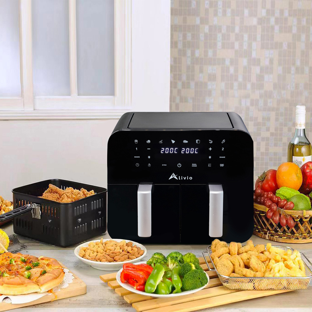 Alivio 9L Dual Air Fryer with 2 Drawers and Visual Window Image 4