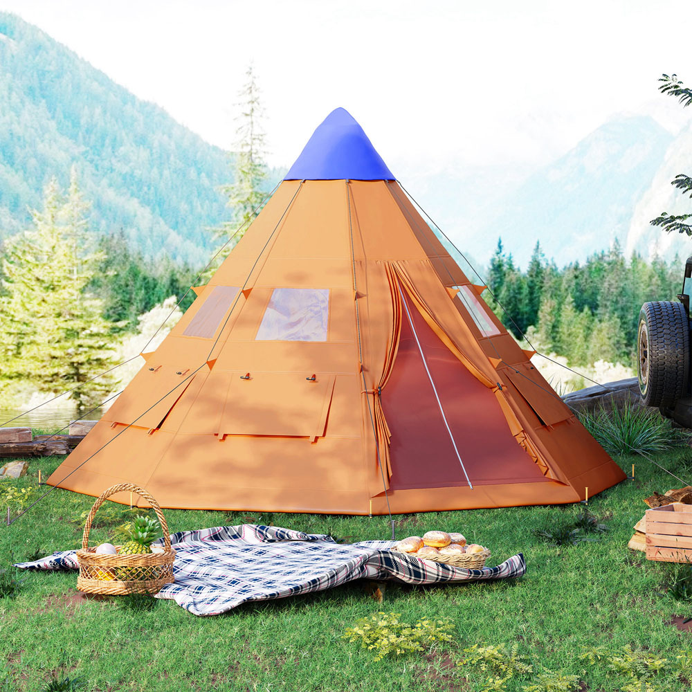Outsunny 6-7 Person Camping Tent Orange Image 8