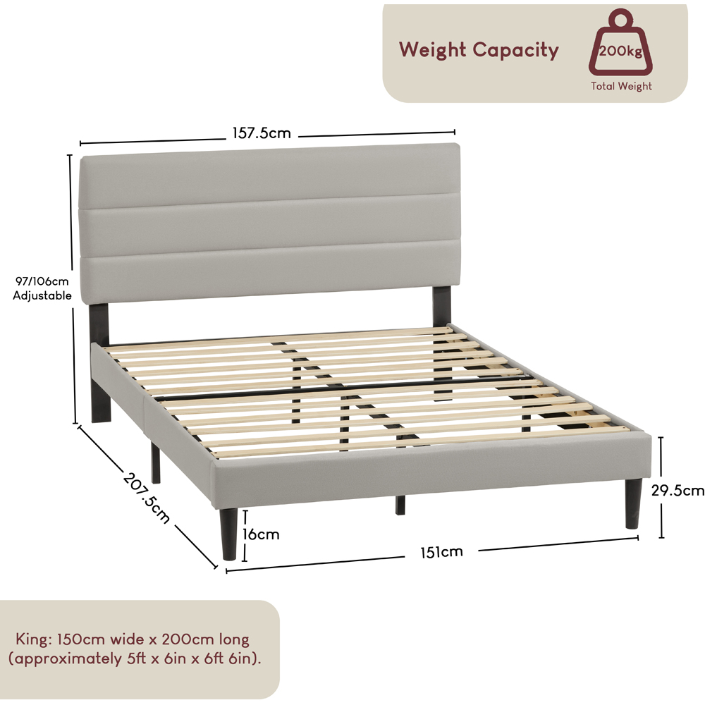 VIDA DESIGNS Vandura King Size Beige Linen Fabric Bed with Memory Foam Bonnell Spring Mattress Image 9