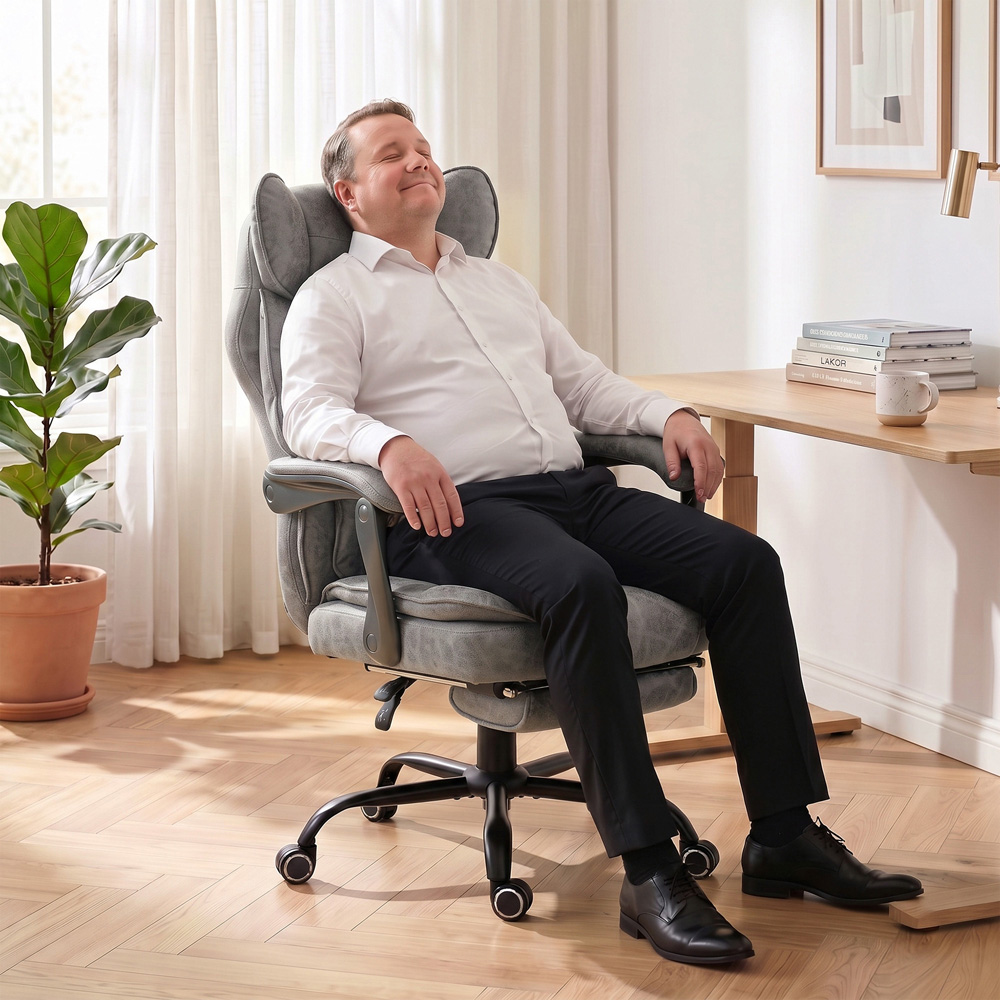 HOMCOM Grey Big and Tall Office Chair with Lumbar Support Image 4