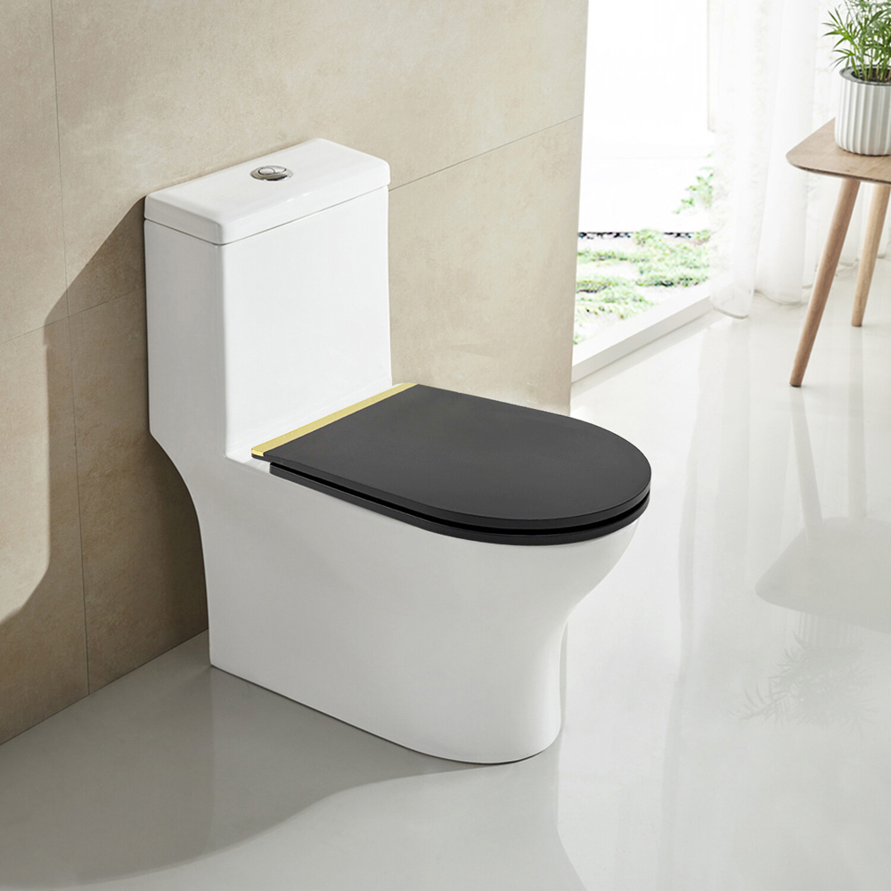 Black Highgate Gold Accent Toilet Seat Image 2