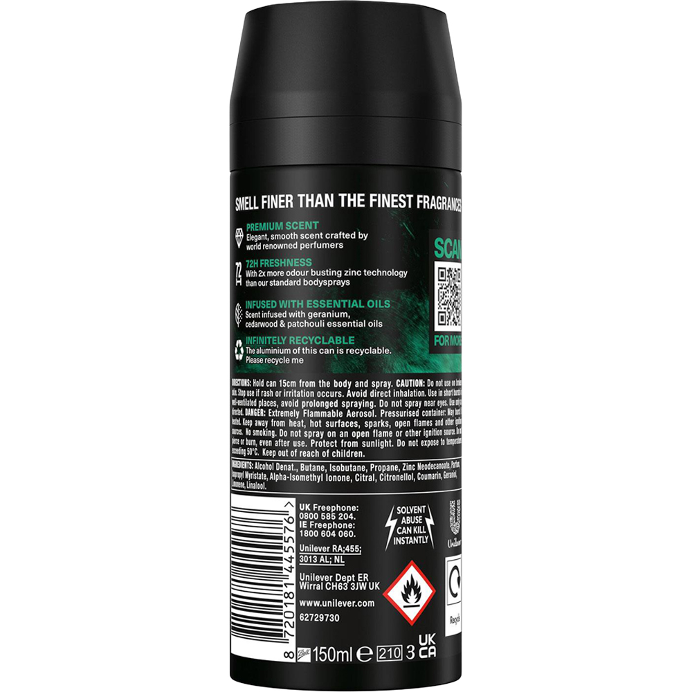 Lynx Fine Fragrance Men's Emerald Sage 72H Freshness Deodorant Body Spray 150ml 36 Pack Image 3