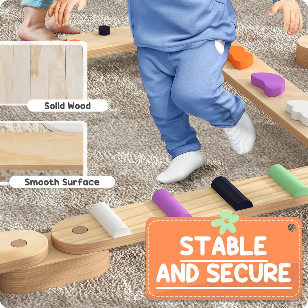 AIYAPLAY Kids Wooden Balance Beam Image 7
