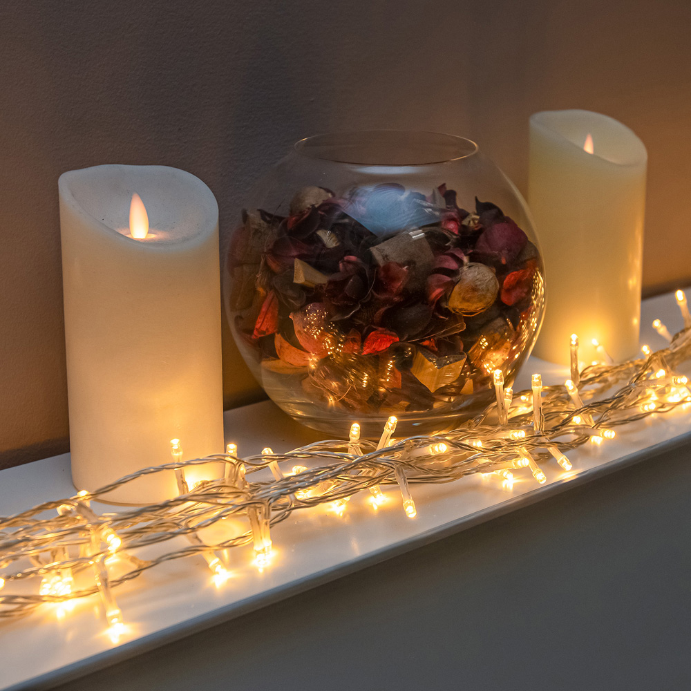 The Christmas Centre 240 Warm White LED Multifunction Clear Cable String Light 28m Image 2