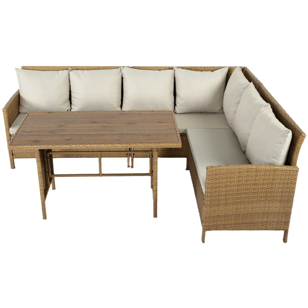 HGD Alia 6 Seater Brown and Grey Rattan Garden Corner Dining Sofa Set with Polywood Table Image 3
